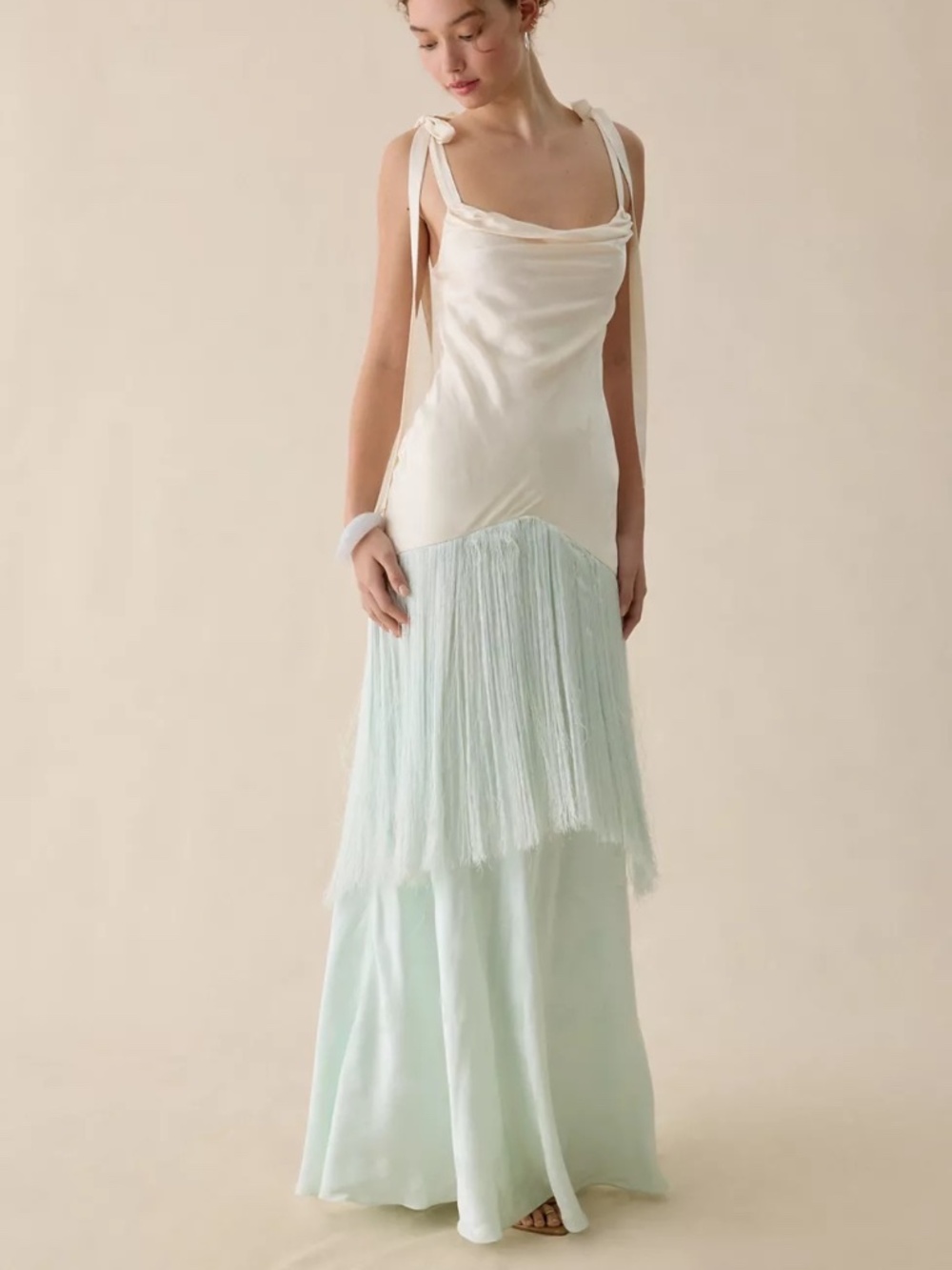 For Love & Lemons Andrea Maxi Dress | Blue + White | Small | NWT